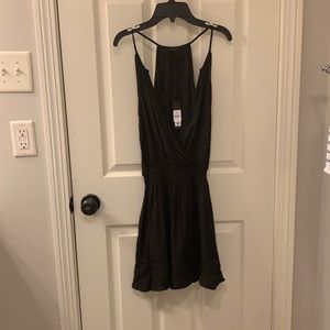 NWT Bobi black smocked waist surplice dress
